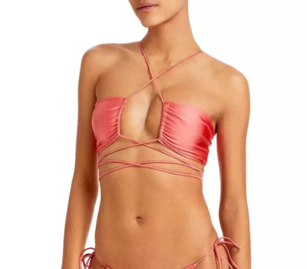 JADE swim Womens Livi Shimmer Strappy Bikini Swim Top sz XL